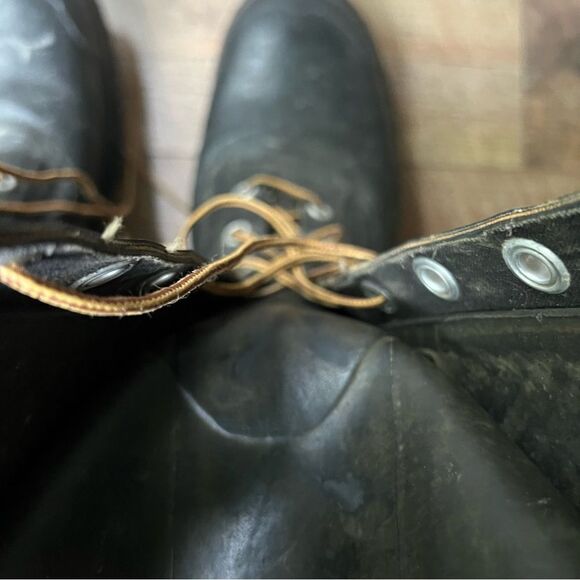 Men’s Vintage Wards Montgomery Ward Black Distressed Rubber Boots Size 12.5